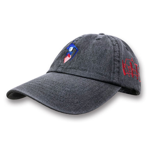 A KITE x messa Sawa Earring Embroidered Denim Cap in Black Denim - official product photo 1