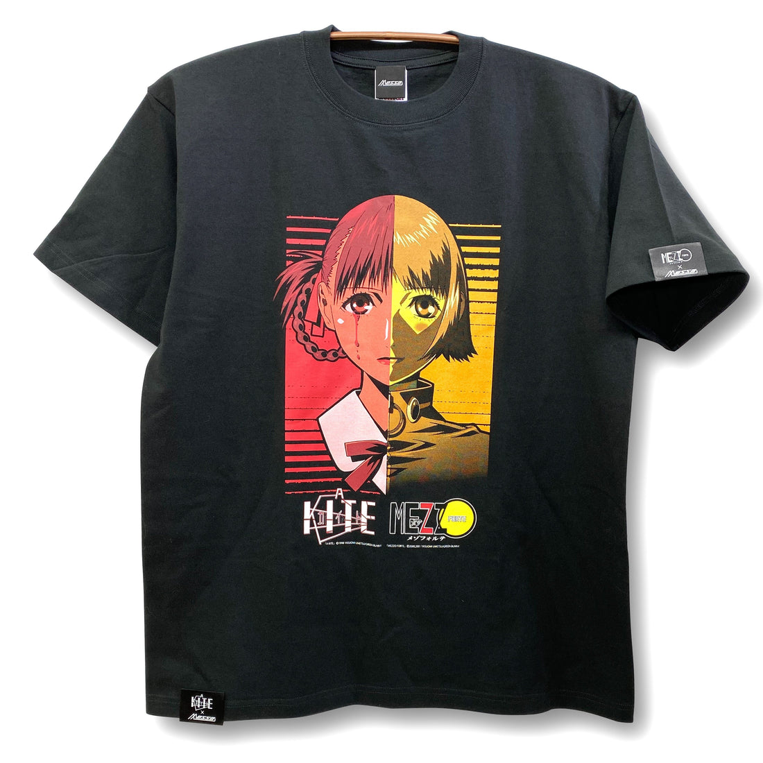 A KITE x MEZZO FORTE x messa Sawa & Mikura Half-Face T-Shirt in Black - official product photo 1