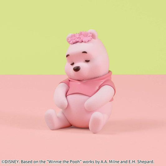 Banpresto Crane Game Winnie the Pooh Seated Sakura Style Fluffy Puffy Figure main product photo