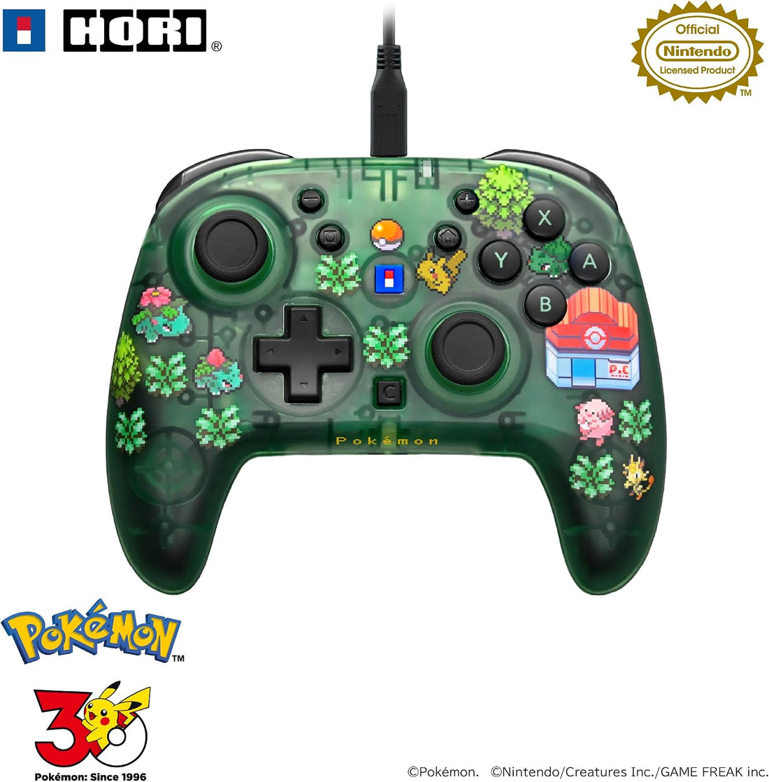 Nintendo Switch 2 Pokemon Wired HORIPAD TURBO - Pixel Green - official HORI product image
