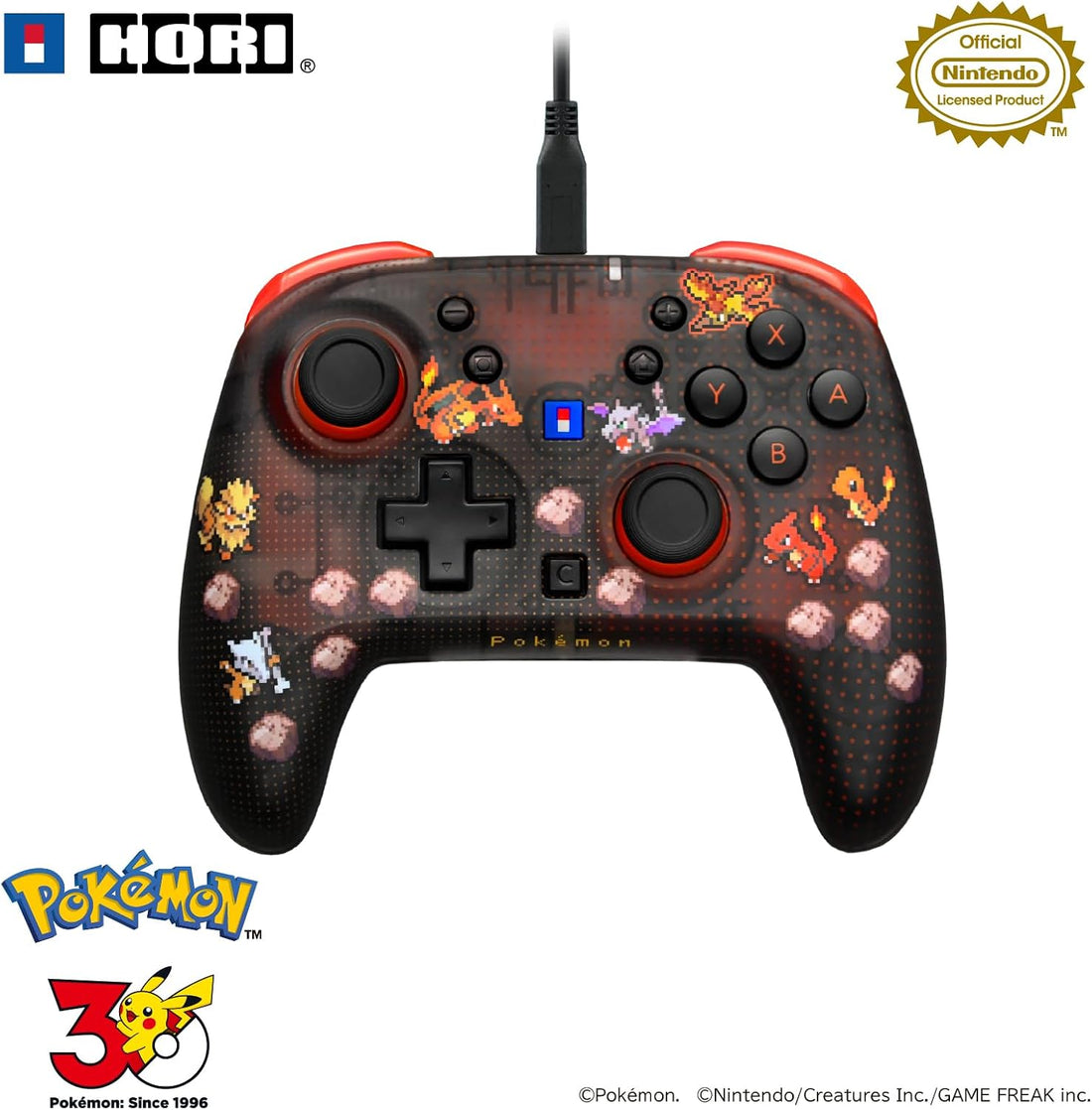 Nintendo Switch 2 Pokemon Wired HORIPAD TURBO - Pixel Red - official HORI product image