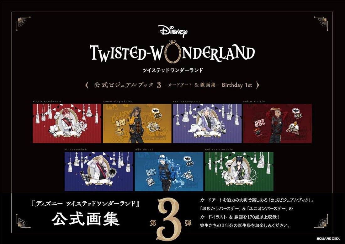 Disney Twisted-Wonderland Official Visual Book 3 - Card Art and Line Drawings: Birthday 1st - Japanese edition cover