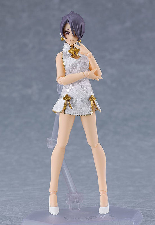 figma 569b Female Body (Mika) with Mini Skirt Chinese Dress Outfit (White) Action Figure official product photo by Max Factory