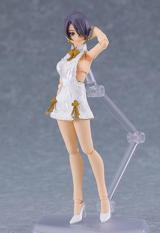 figma 569b Female Body (Mika) with Mini Skirt Chinese Dress Outfit (White) Action Figure official product photo by Max Factory