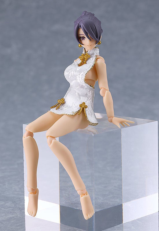 figma 569b Female Body (Mika) with Mini Skirt Chinese Dress Outfit (White) Action Figure official product photo by Max Factory