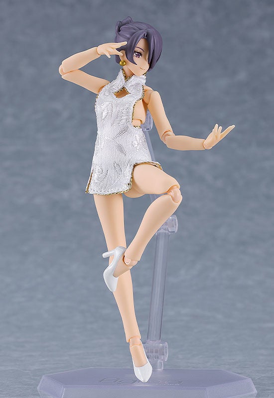 figma 569b Female Body (Mika) with Mini Skirt Chinese Dress Outfit (White) Action Figure official product photo by Max Factory