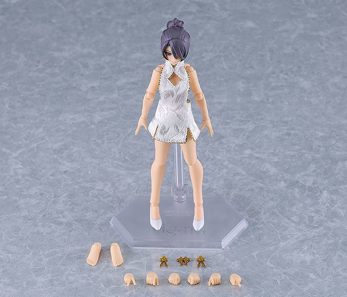 figma 569b Female Body (Mika) with Mini Skirt Chinese Dress Outfit (White) Action Figure official product photo by Max Factory