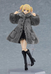 figma 581a Female Body (Yuuki) with Black Corset Dress + Fur Coat Outfit Action Figure official product photo by Max Factory