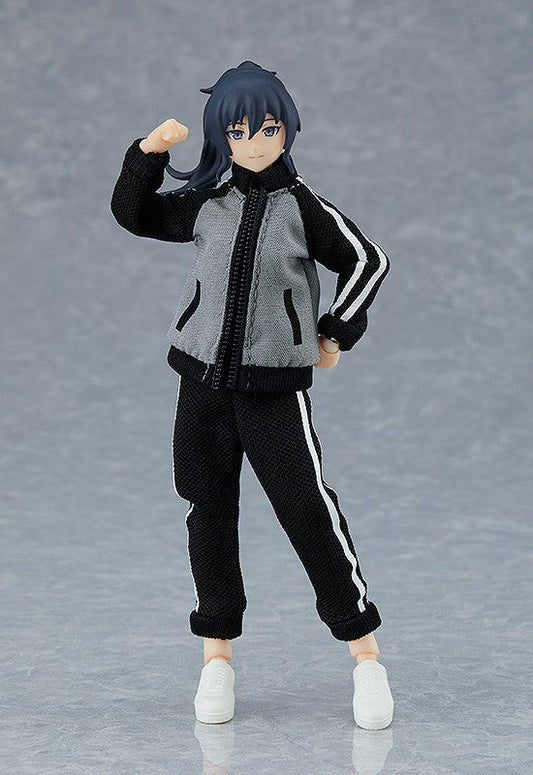 figma 601 Female Body (Makoto) with Tracksuit + Tracksuit Skirt Outfit Action Figure official product photo by Max Factory