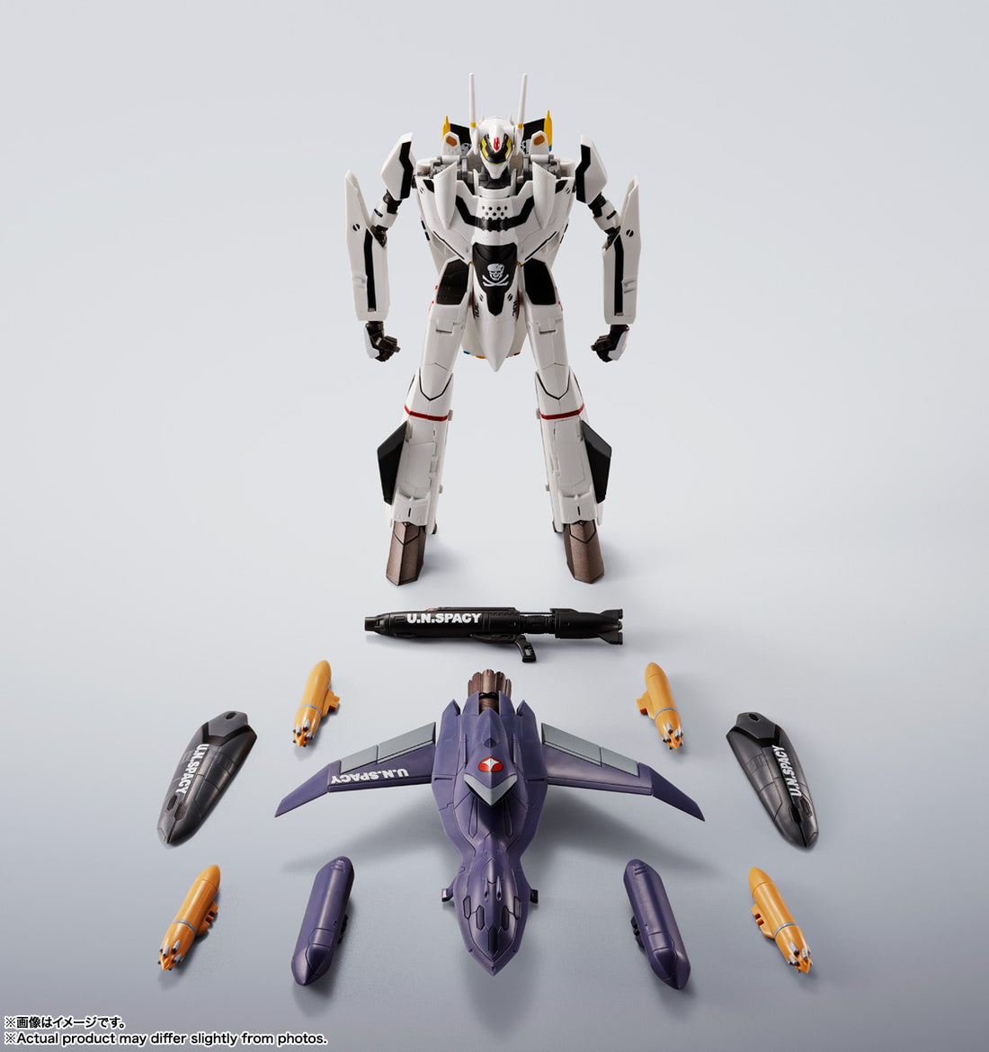 BANDAI SPIRITS HI-METAL R Macross Zero VF-0S Phoenix Roy Focker Custom + QF-2200D-B Ghost Action Figure