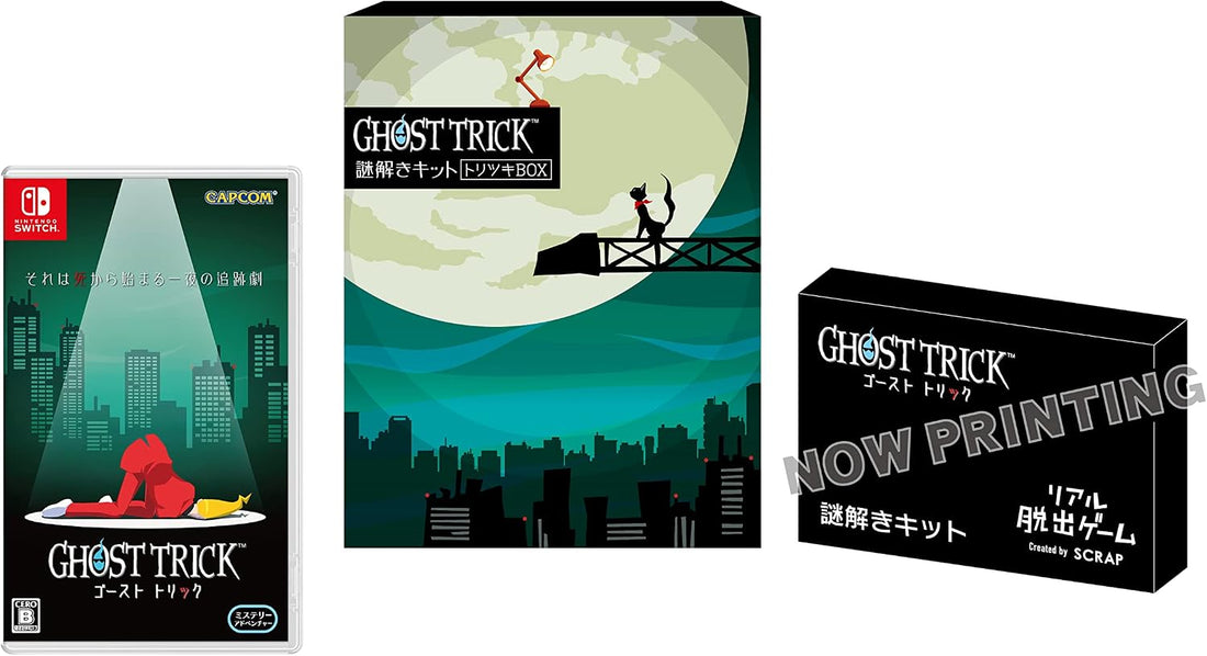 Nintendo Switch Ghost Trick Phantom Detective Toritsuki Box - Japanese game and puzzle-kit contents; original NOW PRINTING label
