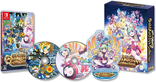 Inti Creates Gold Archive Collection Limited Edition - official Nintendo Switch game, actual collector box, two soundtrack discs and acrylic stand composition