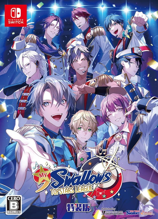 My9Swallows TOPSTARS LEAGUE Special Edition - official Nintendo Switch collector box front with the nine-player cast