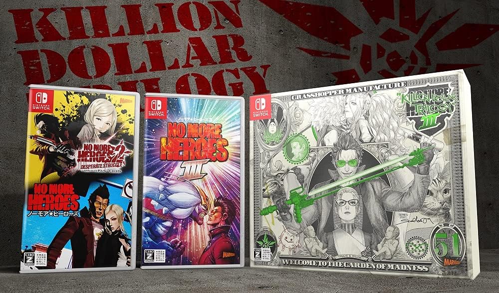 No More Heroes 3 Killion Dollar Trilogy - official Nintendo Switch two-case physical collection and Yusuke Kozaki art box