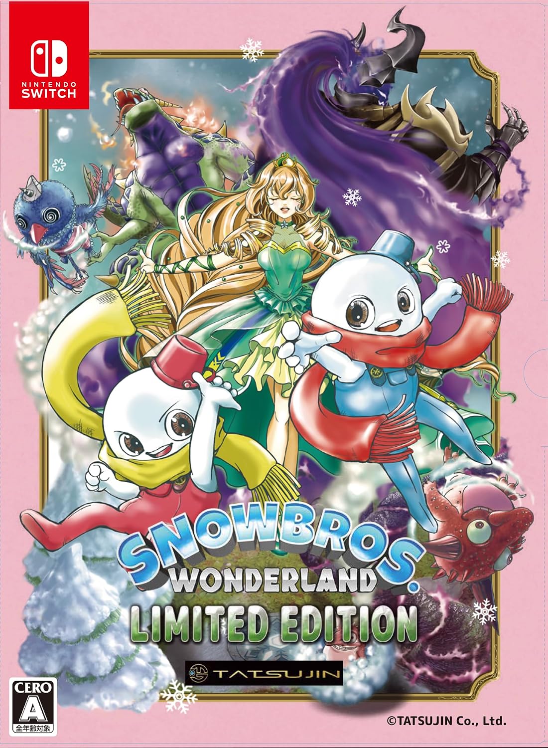 Snow Bros Wonderland Limited Edition - official Japanese Nintendo Switch pink collector box front marked Limited Edition