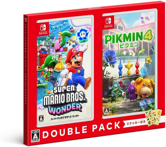 Nintendo Switch Super Mario Bros. Wonder & Pikmin 4 Double Pack - official Japanese front cover