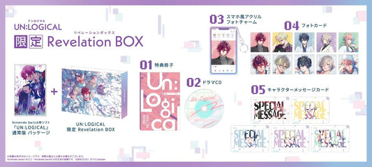 UN LOGICAL Revelation Box - official Nintendo Switch game and complete special booklet, drama CD, acrylic charm and card composition