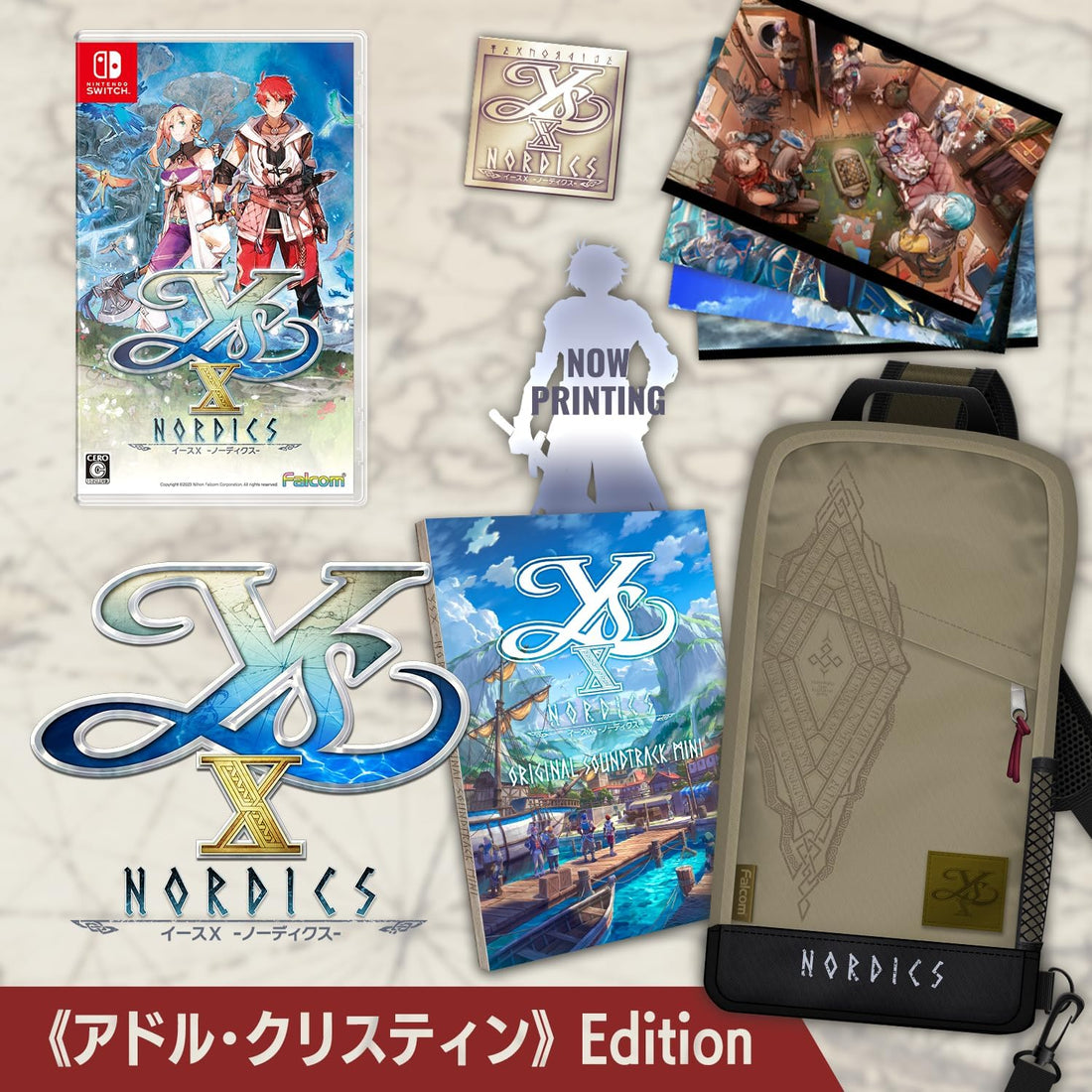 Nintendo Switch Ys X Nordics Adol Christin Edition - Japanese game and collector contents; box artwork marked NOW PRINTING