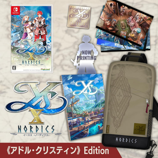 Nintendo Switch Ys X Nordics Adol Christin Edition - Japanese game and collector contents; box artwork marked NOW PRINTING