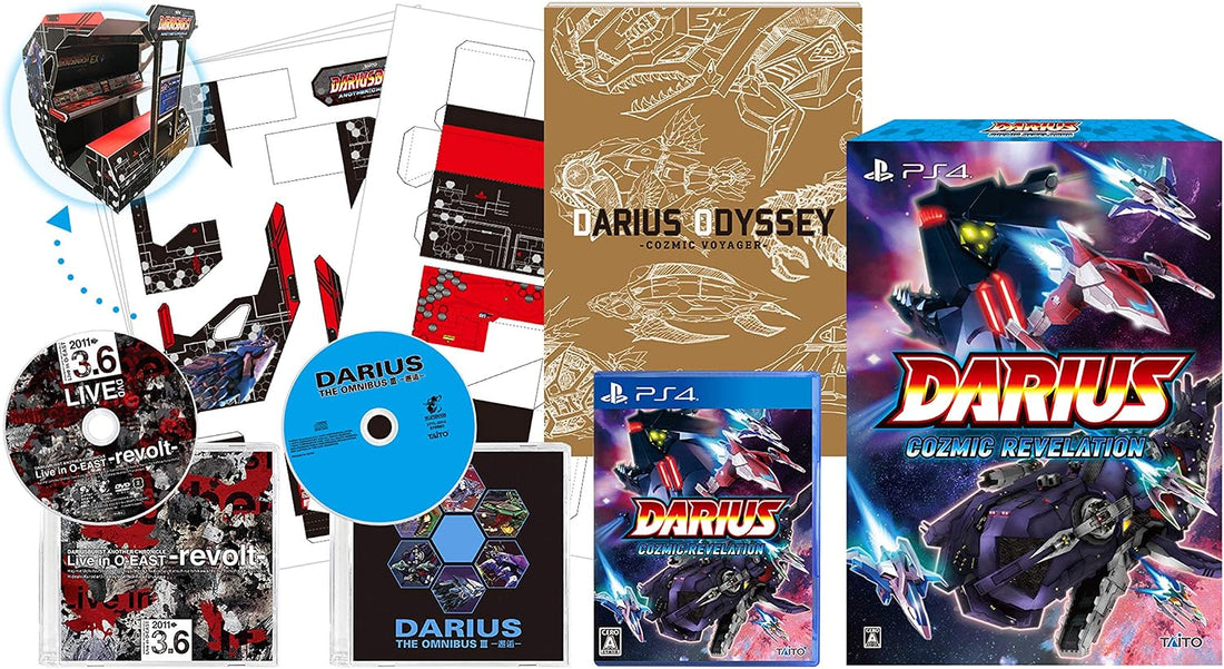 PlayStation 4 Darius Cozmic Revelation Special Edition - original game, box, reference book, soundtrack, live DVD and arcade papercraft