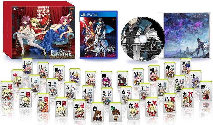 PlayStation 4 Fate Extella Link Premium Limited Edition - original box, game, soundtrack and illustrated mahjong tiles