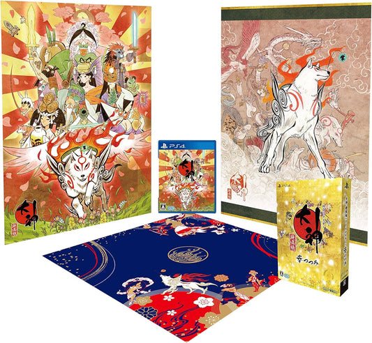 PlayStation 4 Ōkami HD Sachi Tsutsumi - original game, wrapping cloth, posters and box
