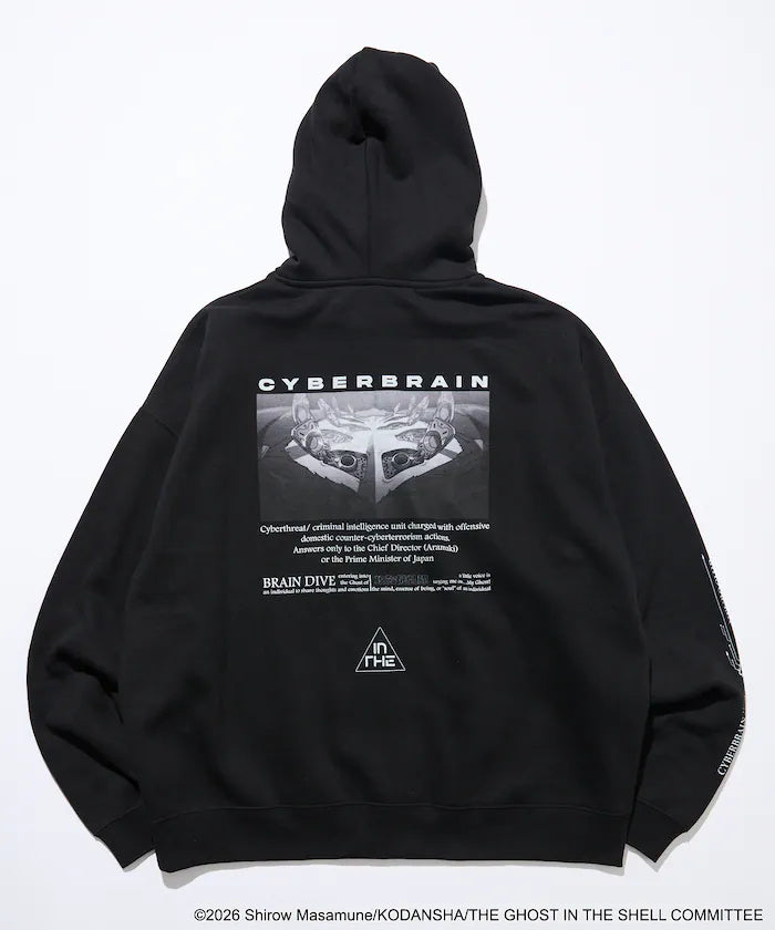 Ghost in the Shell x FREAK'S STORE CYBERBRAIN Back-Print Hoodie - Black, garment detail 2