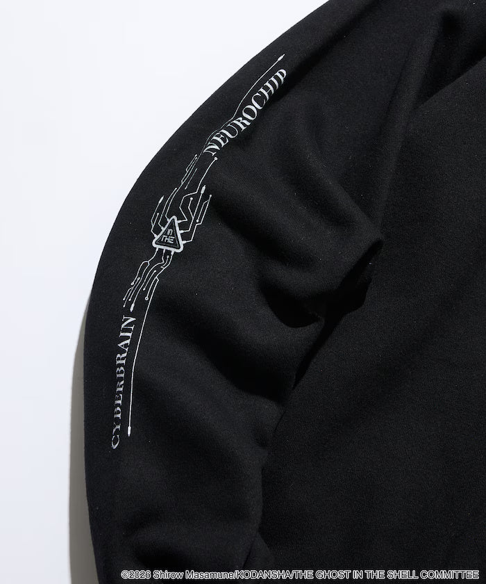 Ghost in the Shell x FREAK'S STORE CYBERBRAIN Back-Print Hoodie - Black, garment detail 4