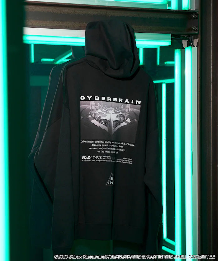 Ghost in the Shell x FREAK'S STORE CYBERBRAIN Back-Print Hoodie - Black, garment detail 8