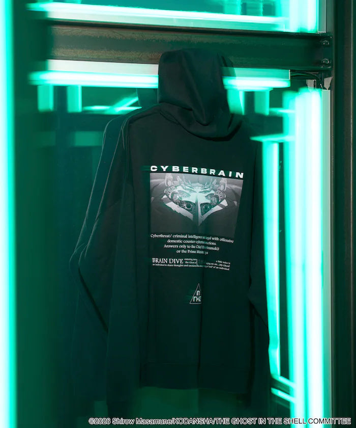 Ghost in the Shell x FREAK'S STORE CYBERBRAIN Back-Print Hoodie - Black, garment detail 9