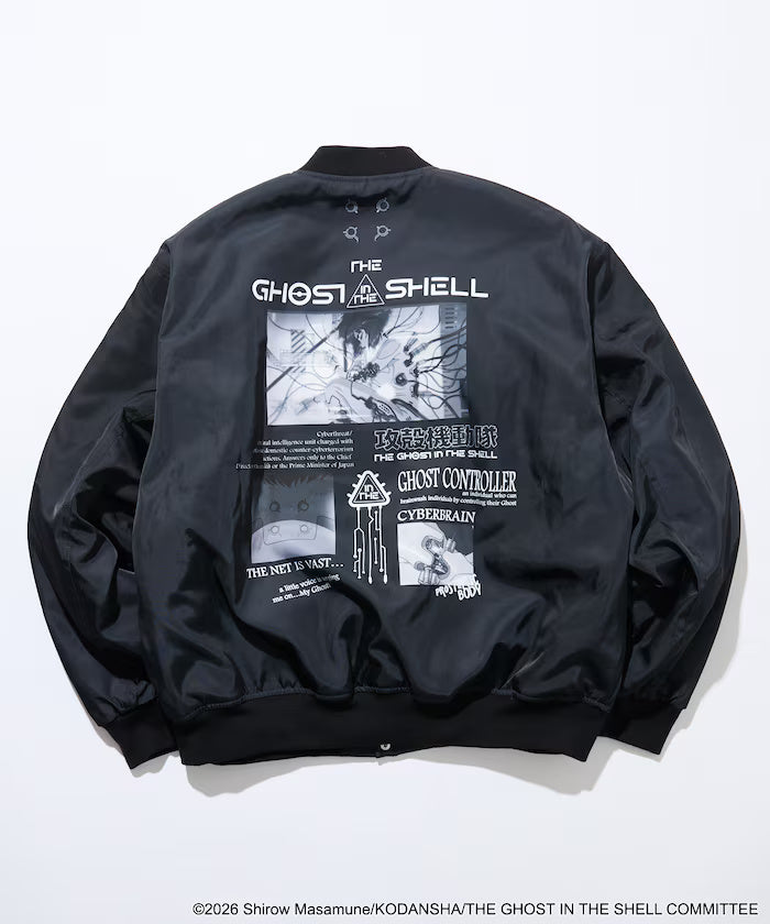 Ghost in the Shell x FREAK'S STORE Military Stadium Jacket - Black, garment detail 3