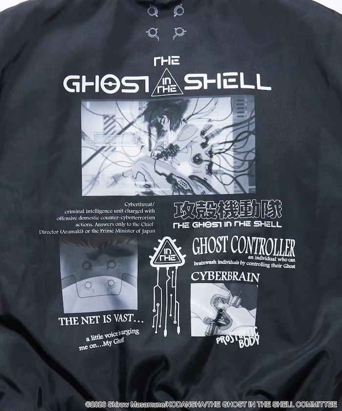 Ghost in the Shell x FREAK'S STORE Military Stadium Jacket - Black, garment detail 9
