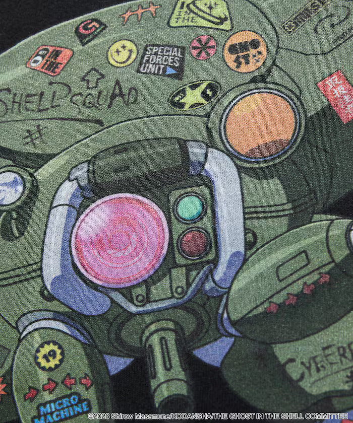 Ghost in the Shell x FREAK'S STORE Sticker Fuchikoma T-Shirt - Black, garment detail 8