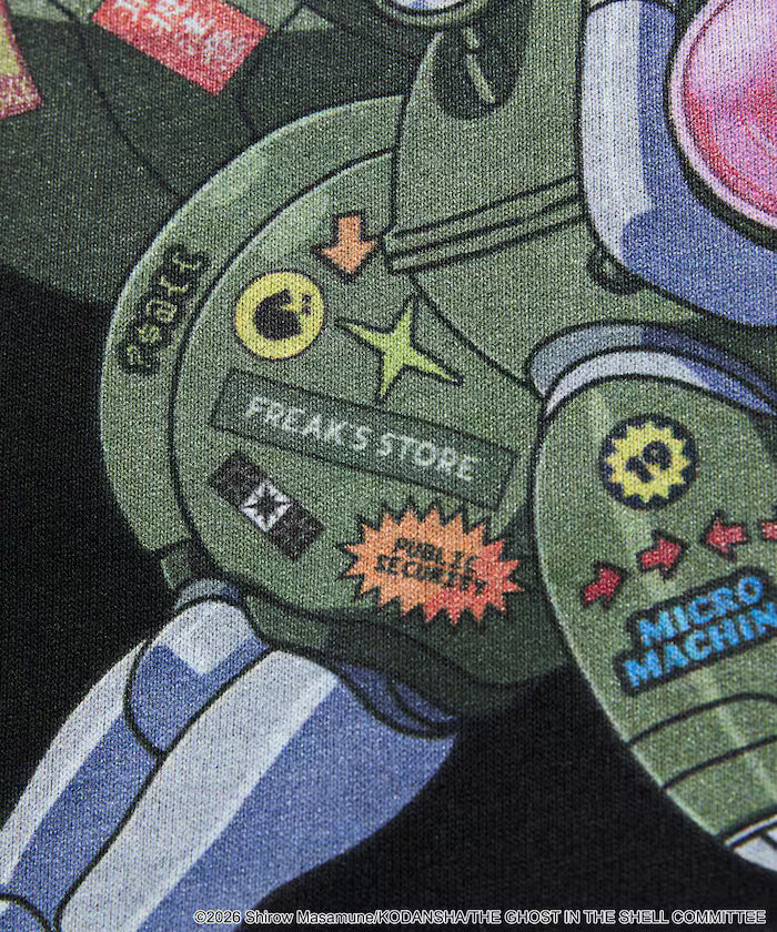 Ghost in the Shell x FREAK'S STORE Sticker Fuchikoma T-Shirt - Black, garment detail 9
