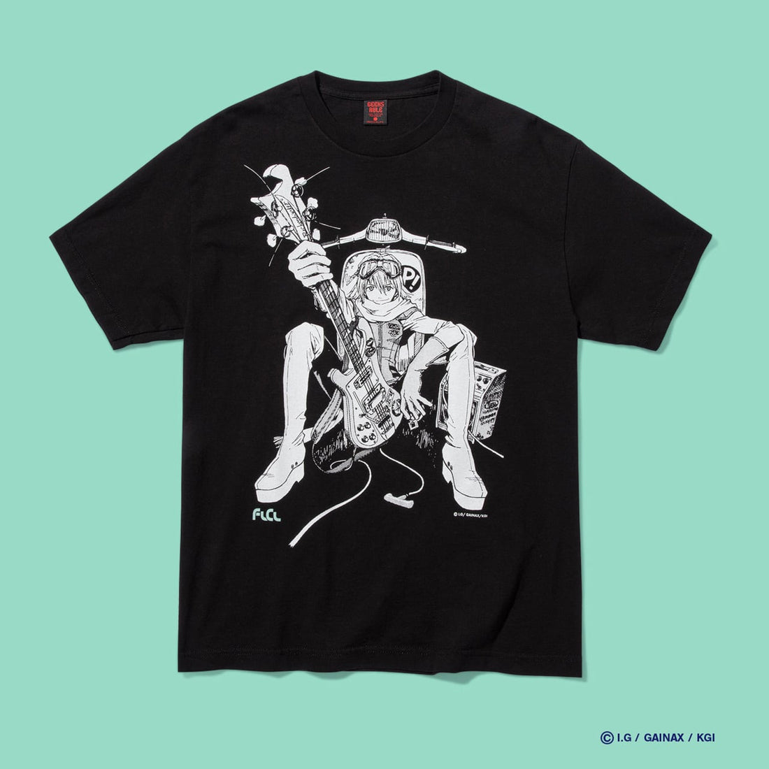FLCL x GEEKS RULE SILKSCREEN PRINTING T SHIRT(Haruko) official product photo 02