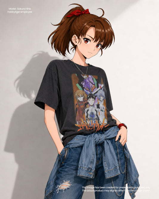 GU x Neon Genesis Evangelion Washed Graphic T-Shirt - Dark Gray 08 DARK GRAY official product photo 01