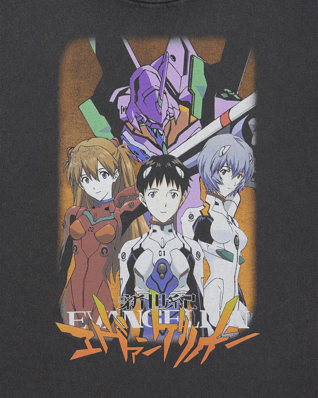 GU x Neon Genesis Evangelion Washed Graphic T-Shirt - Dark Gray 08 DARK GRAY official product photo 04