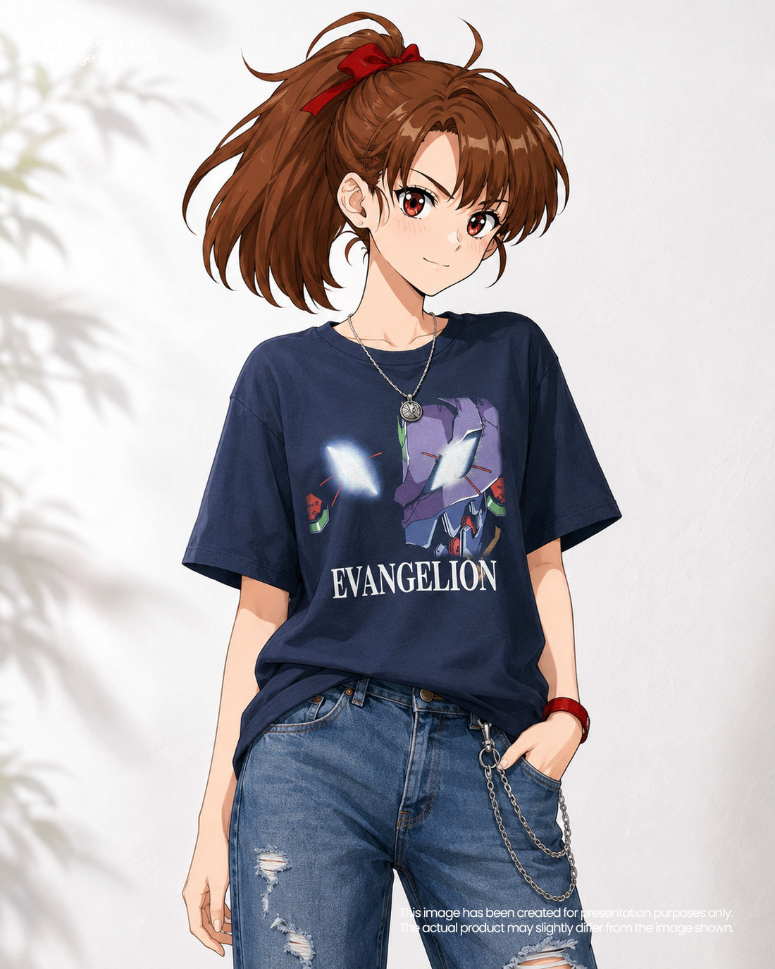 GU x Neon Genesis Evangelion Washed Graphic T-Shirt - Navy 69 NAVY official product photo 01