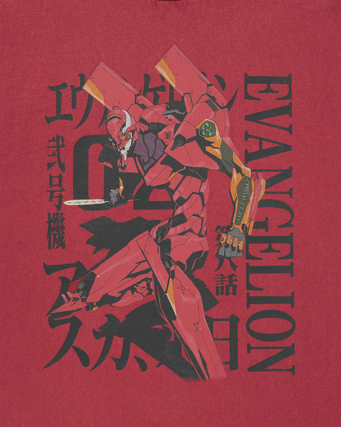 GU x Neon Genesis Evangelion Washed Graphic T-Shirt - Red 16 RED official product photo 04