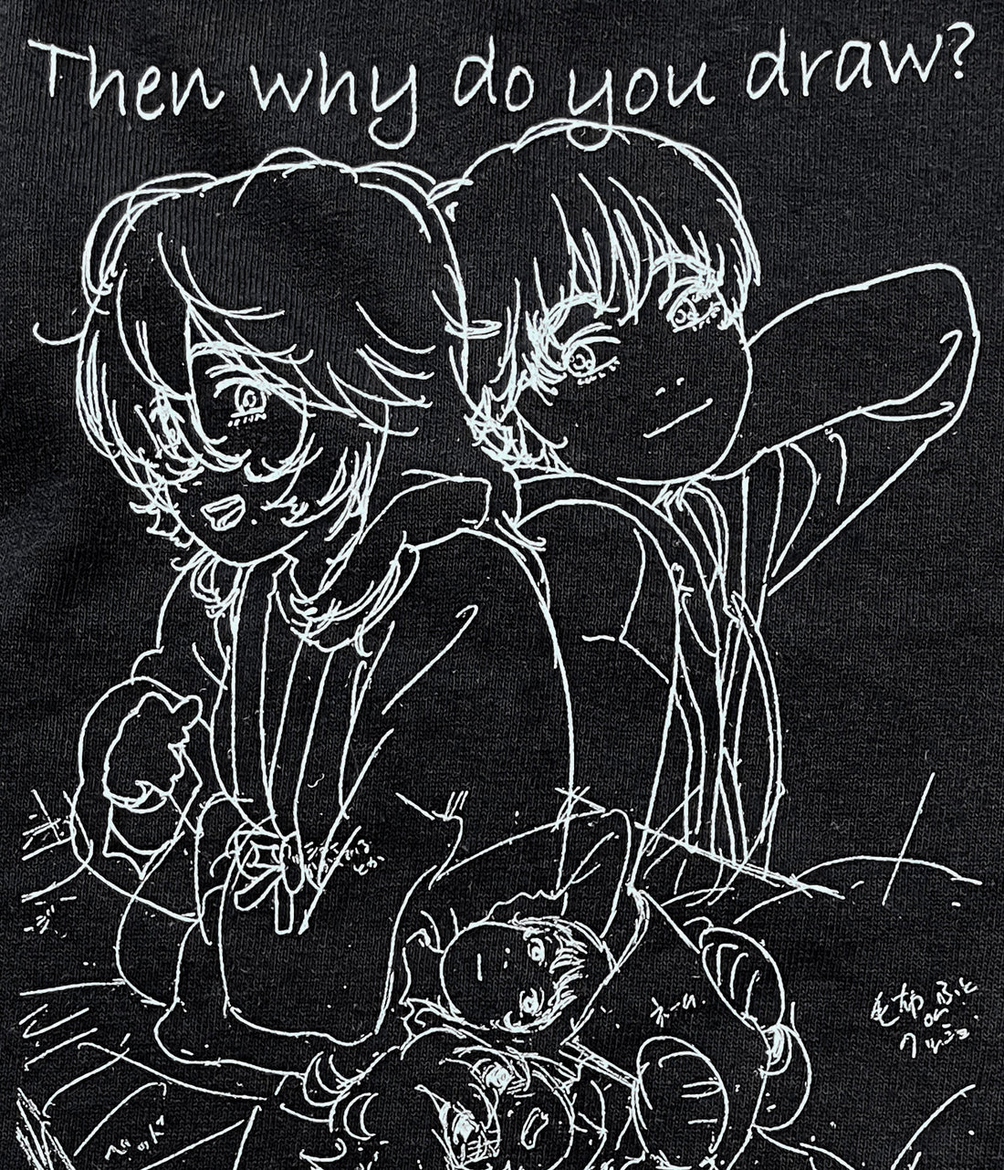 Look Back x messa Ayumu Fujino Keep Drawing Long-Sleeve T-Shirt in Black - official product photo 5
