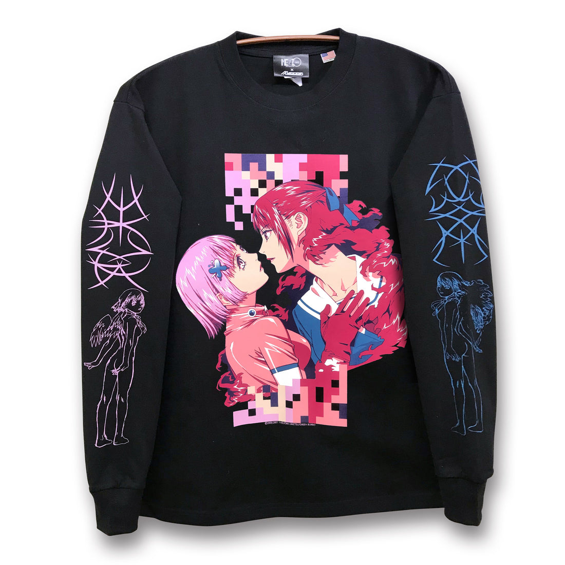 Mezzo Forte x messa Mikura & Momomi Sisters Long-Sleeve T-Shirt in Black - official product photo 1