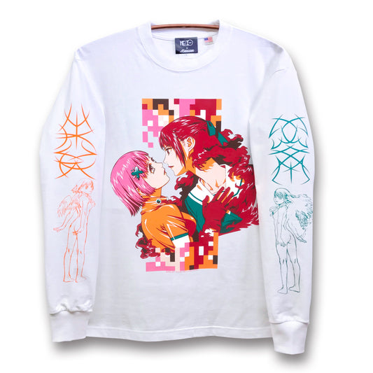 Mezzo Forte x messa Mikura & Momomi Sisters Long-Sleeve T-Shirt in White - official product photo 1