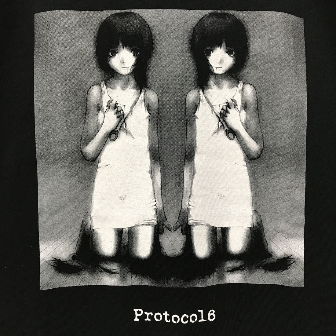 Serial Experiments Lain x CHAOSMARKET Lain Iwakura Hair Cut T-Shirt in Black - official product photo 2