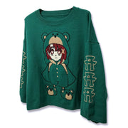 Serial Experiments Lain x KUDAN Bear Lain Revolution Knit Sweater in Dark Teal - official product photo 3