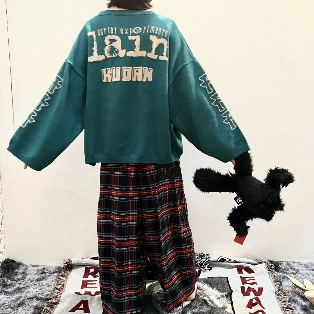 Serial Experiments Lain x KUDAN Bear Lain Revolution Knit Sweater in Dark Teal - official product photo 9