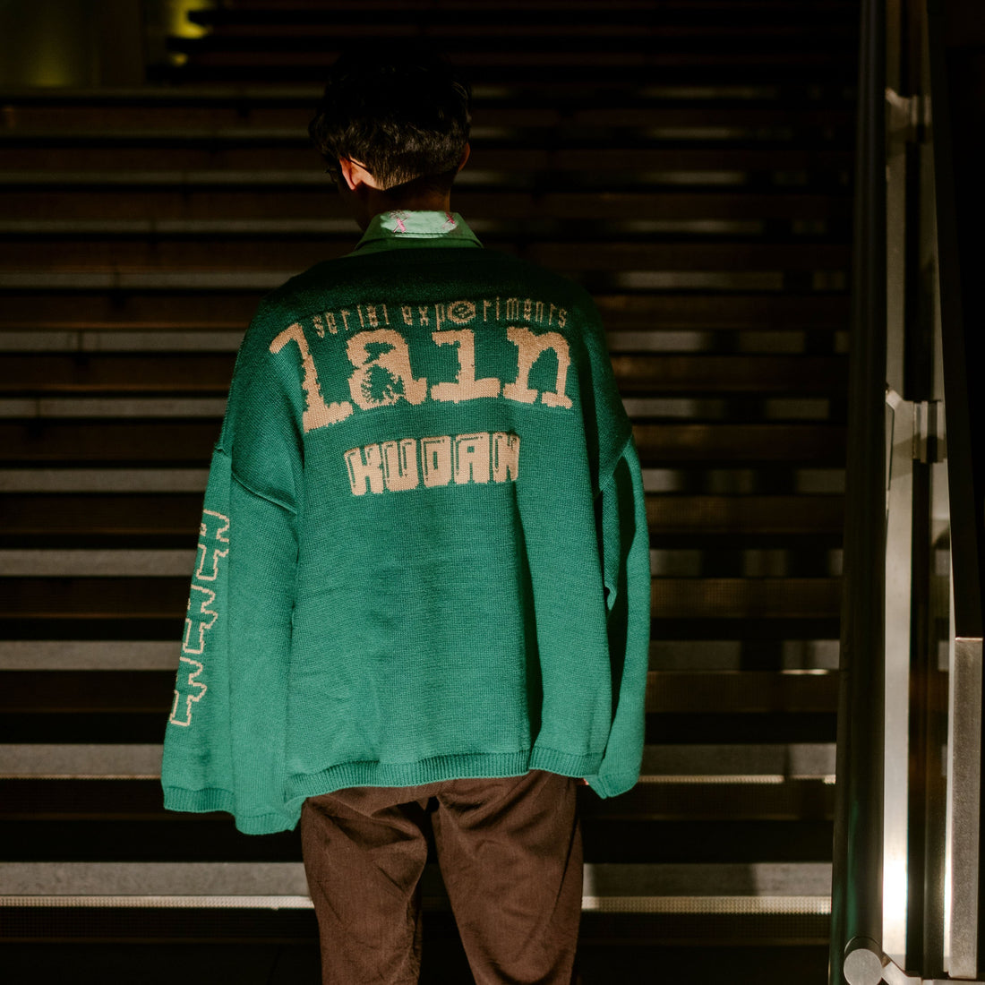 Serial Experiments Lain x KUDAN Bear Lain Revolution Knit Sweater in Dark Teal - official product photo 12