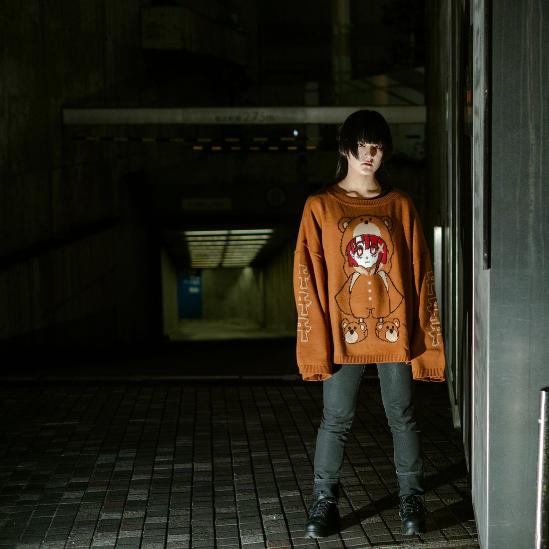 Serial Experiments Lain x KUDAN Bear Lain Revolution Knit Sweater in Dark Teal - official product photo 13
