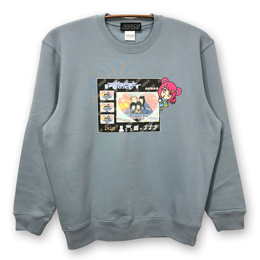 Serial Experiments Lain x KUDAN Lain Iwakura Print Memories Sweatshirt in Acid Blue - official product photo 1