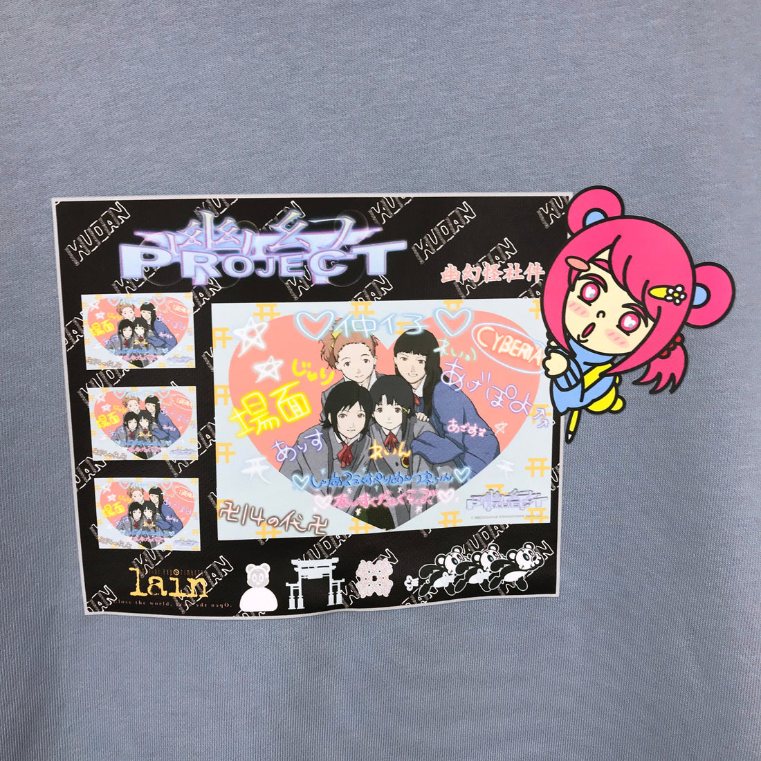 Serial Experiments Lain x KUDAN Lain Iwakura Print Memories Sweatshirt in Acid Blue - official product photo 2