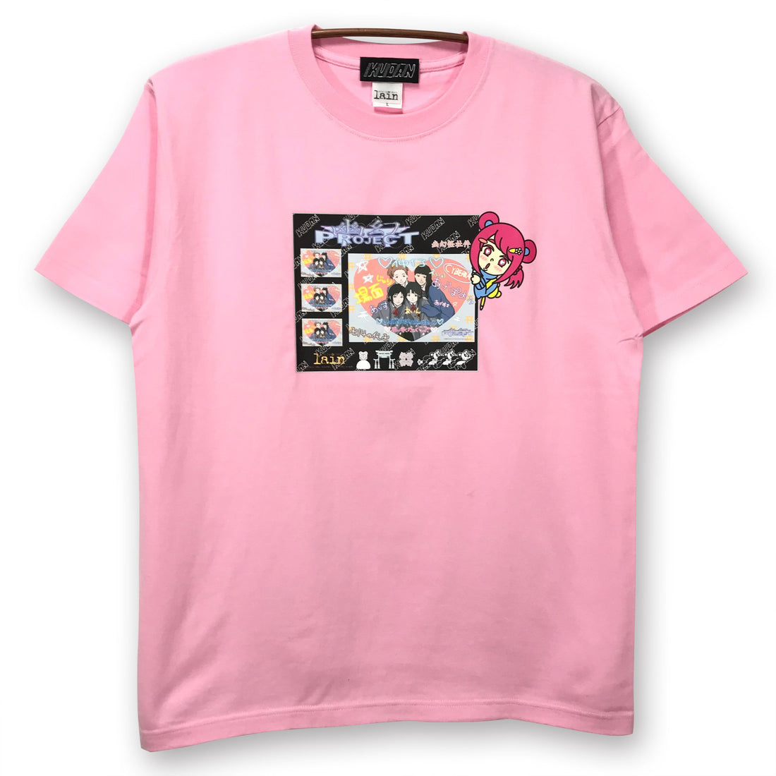 Serial Experiments Lain x KUDAN Lain Iwakura Print Memories T-Shirt in Pink - official product photo 1